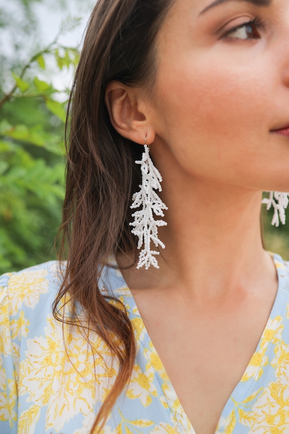 White dangle earrings deals