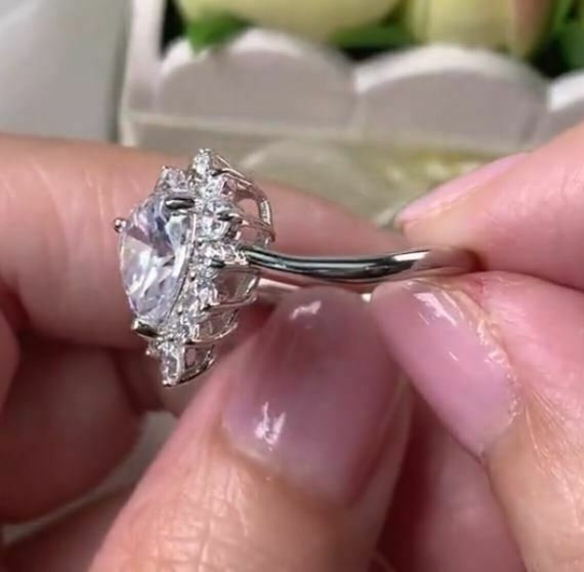 Proposal Promise Ring Heart Shape 3.32Ct Diamond Etsy