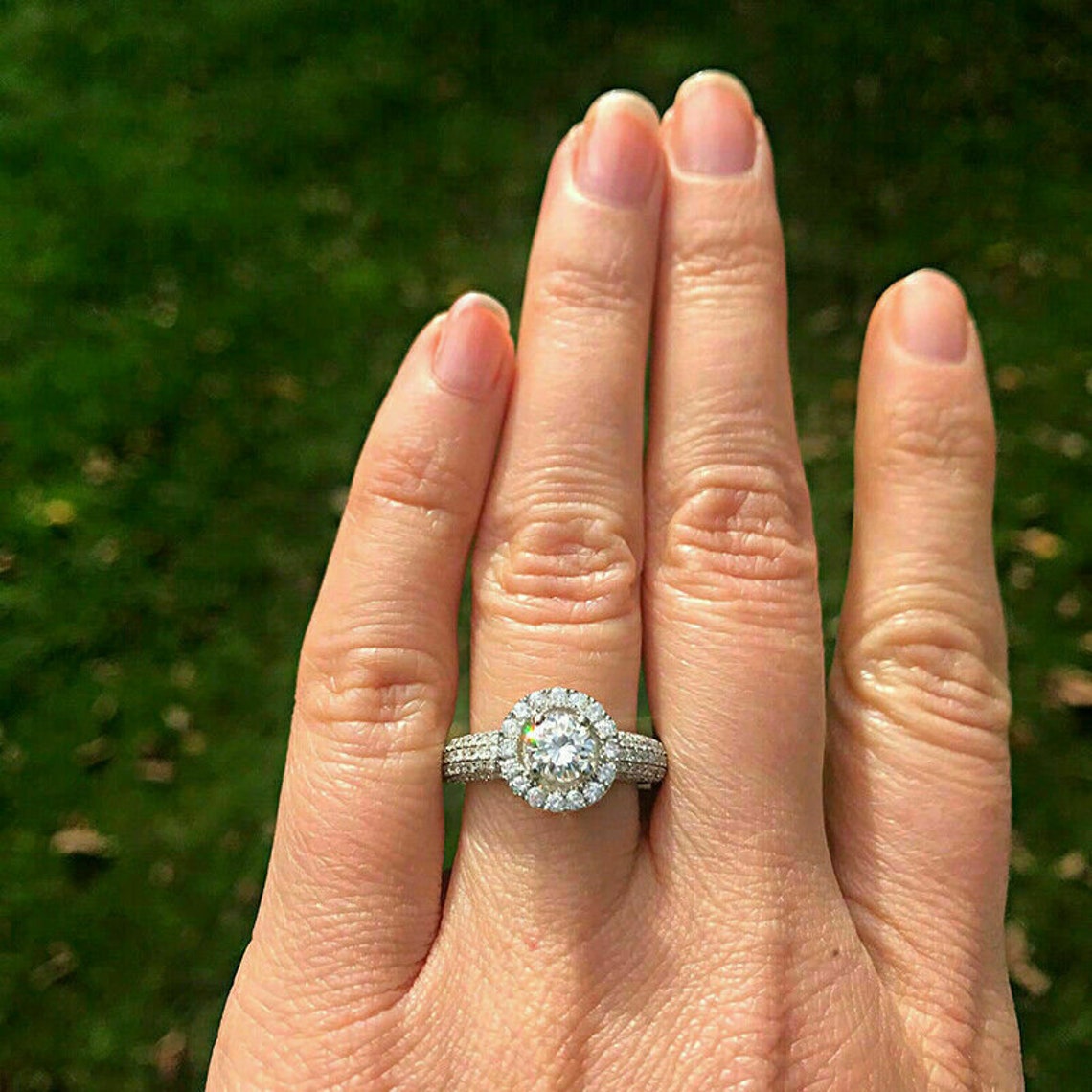1.6 Ct Round Lab Grown Diamond Bridal Ring For Wedding Etsy