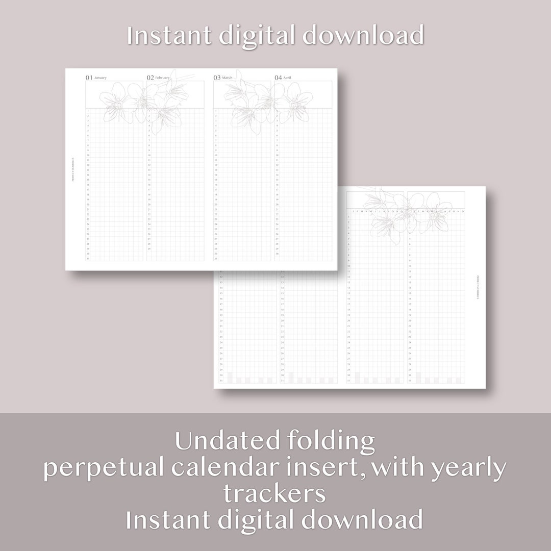 A6 Perpetual Calendar Foldout Yearly Overview Year at - Etsy