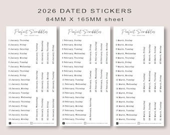 Typewriter Font 2026 Dated Planner Stickers