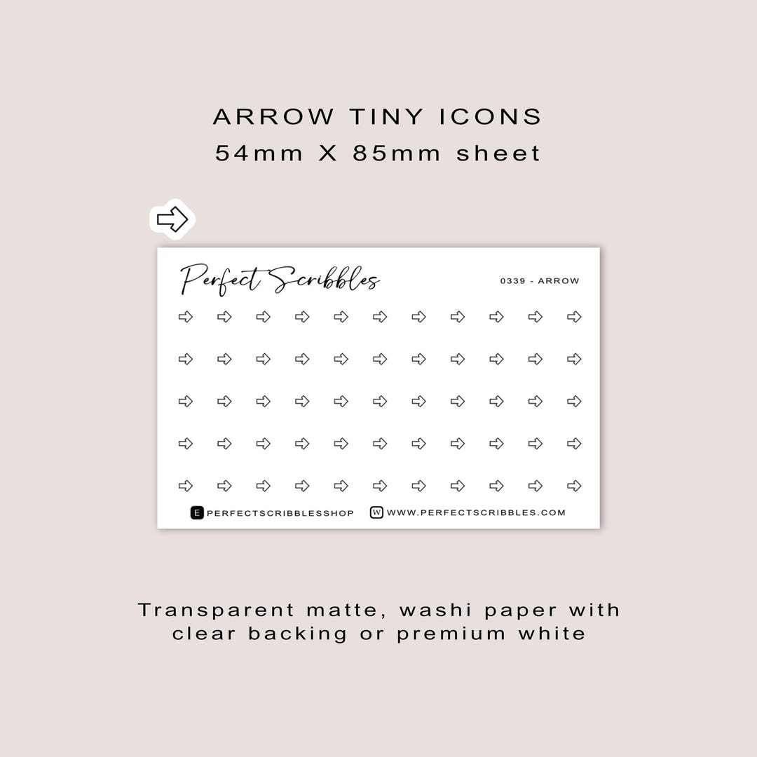 ARROW Tiny Icon Planner Stickers | Minimal | Credit Card Size Sheet ...