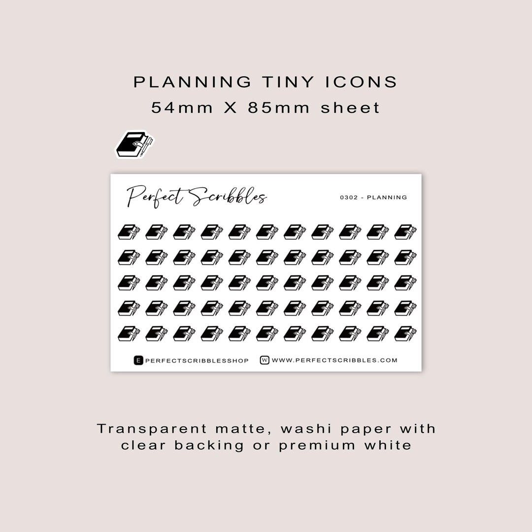 PLANNING Tiny Icon Planner Stickers | Minimal | Credit Card Size Sheet ...