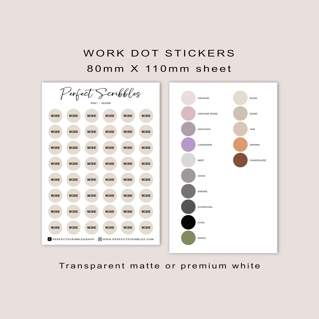 Work Method Stickers WORK Dot Sticker Sheet for Planning and Journaling - Etsy