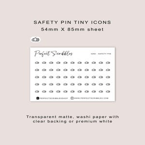VEILIGHEIDSSPELD kleine pictogramplannerstickers | Minimaal | Creditcardformaatblad | Transparant mat | Washi