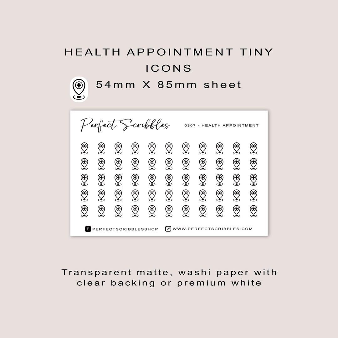 HEALTH APPOINTMENT Tiny Icon Planner Stickers | Minimal | Credit Card ...