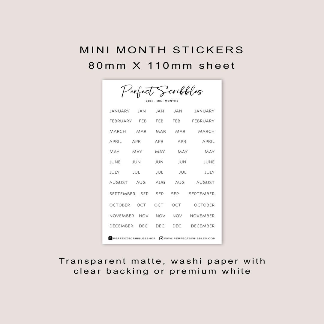 MINI MONTH Sticker Sheet for Planning and Journaling - Etsy