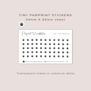 Stickers petites empreintes de pattes | Minimal | Feuille au format carte de crédit | Transparent mat