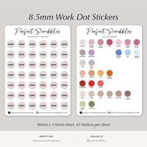 Work Dot Planner Stickers | Minimal Functional | Colour Coding | 42 Stickers