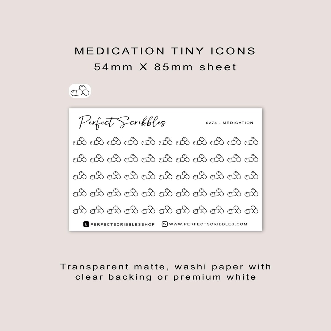 MEDICATION Tiny Icon Planner Stickers | Minimal | Credit Card Size ...