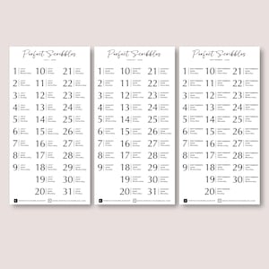 May include: Three minimalist calendar prints with the text "Perfect Scribbles" at the top. Each calendar displays a month's dates in a simple, black and white design. The calendars are for July, August, and September.