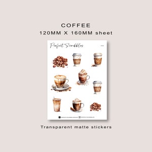 Coffee drinks | Transparent matte stickers | Hobonichi Stalogy Common planner| UK based seller