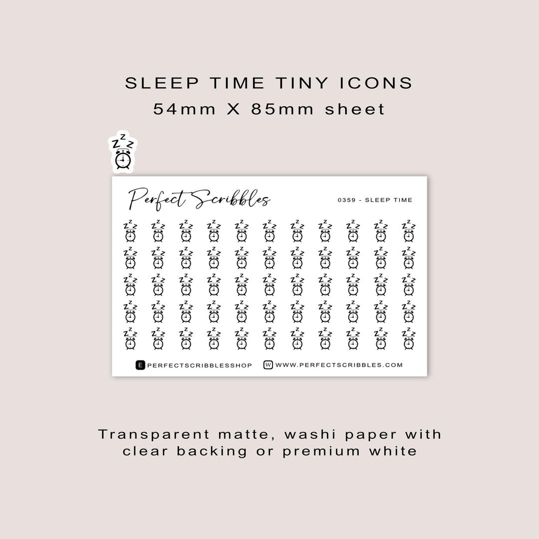 SLEEP TIME Tiny Icon Planner Stickers | Minimal | Credit Card Size ...