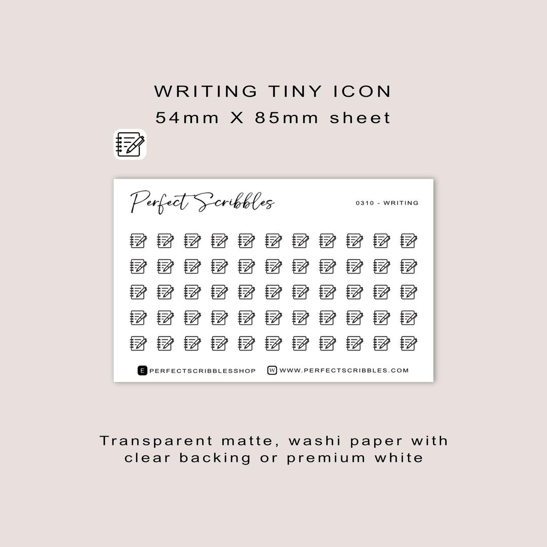 WRITING Tiny Icon Planner Stickers | Minimal | Credit Card Size Sheet ...