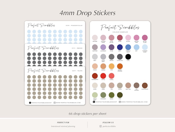 DOT Planner Stickers | 4mm Functional Planner Dots | Colour Coding | Minimal Bullet Journal | Washi or Premium Matte Sticker Paper