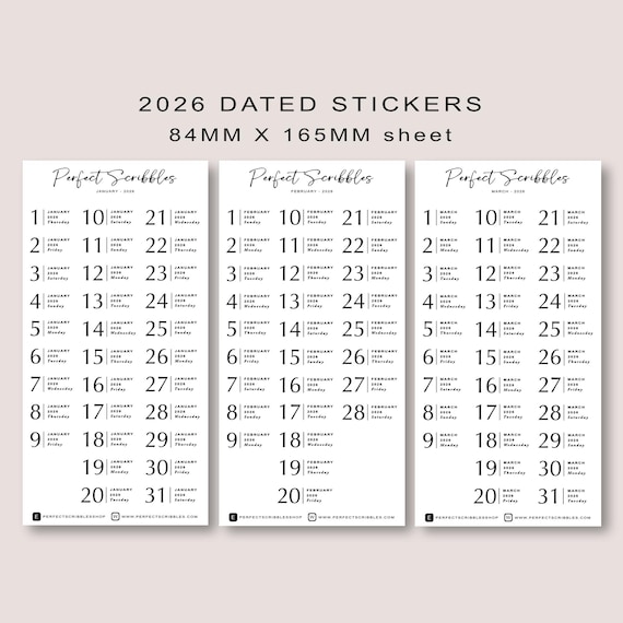 Minimal 2026 Dated Planner Stickers