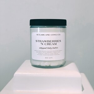 STRAWBERRIES &#39;N CREAM Whipped Body Butter | Organic Body Butter | Handmade | Body Butter | Gifts for Her | Dry Skin | Gifts for Him
