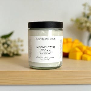 Moonflower Mango Whipped Body Cream: Organic Shea, Cocoa and Mango Butters