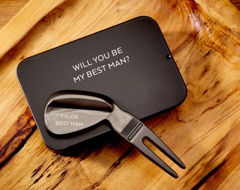 Will You Be My Best Man or Groomsman | Groomsman & Best Man Proposal Golf Divot Tool | Personalized Custom Engraved | Wedding Party