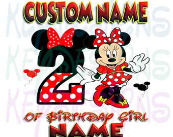 FAMILY bundle Minnie Mouse birthday #2! Digital png file *YOUR choice of TEN (10) family member titles!!!***