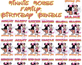 Disney Minnie Mouse 4th birthday pink design family bundle #4 - DIGITAL ZIP file png *1 FREE title modification included!!!***