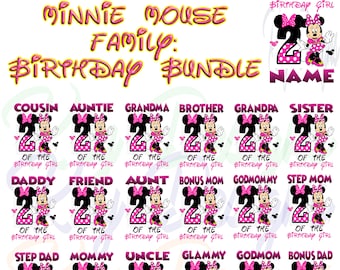 Disney Minnie Mouse pink 2nd birthday design family bundle #2 - DIGITAL ZIP file png *1 FREE title modification included!!!***