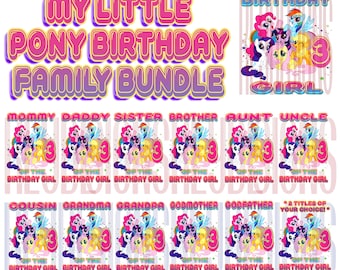 My Little Pony 3rd birthday design family bundle #3 - DIGITAL ZIP file png *2 FREE title modifications included!!!***