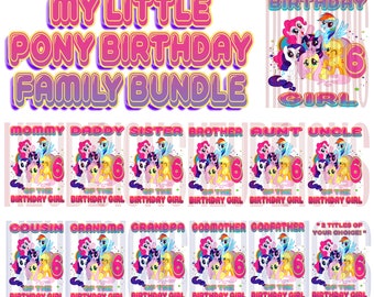 My Little Pony 6th birthday design family bundle #6 - DIGITAL ZIP file png *2 FREE title modifications included!!!***