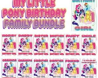 My Little Pony 1st birthday design family bundle #1 - DIGITAL ZIP file png *2 FREE title modifications included!!!***