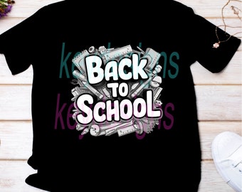 Back 2 School PNG digital sublimation file (black & white)