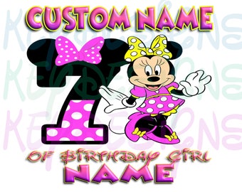 FAMILY bundle Minnie Mouse birthday #7! Digital png file *YOUR choice of TEN (10) family member titles!!!***