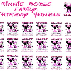 Disney Minnie Mouse pink 1st birthday design family bundle #1 - DIGITAL ZIP file png *1 FREE title modification included!!!***