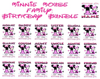 Disney Minnie Mouse pink 1st birthday design family bundle #1 - DIGITAL ZIP file png *1 FREE title modification included!!!***