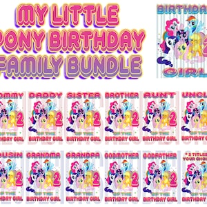 My Little Pony 2nd birthday design family bundle #2 - DIGITAL ZIP file png *2 FREE title modifications included!!!***