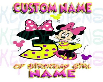 FAMILY bundle Minnie Mouse birthday #3! Digital png file *YOUR choice of TEN (10) family member titles!!!***