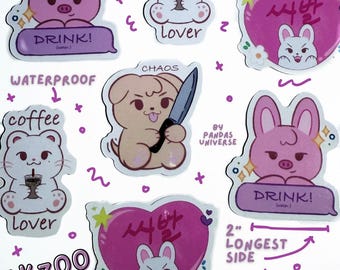 SKZOO Stickers Series 1 – Dwaekki, Jiniret, Puppym & Leebit | Stray Kids Kpop Stickers