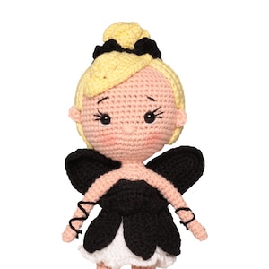 Tinker Bell Crochet Amigurumi Toy Doll, Black Cartoon Movie Plush Accessory, Gift For Him, Gift for Her