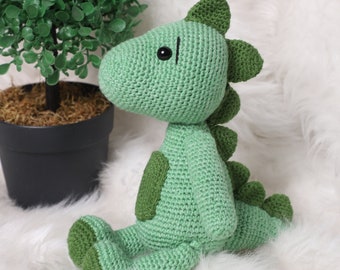 Crochet Green Dino Plush – Handmade Amigurumi Toy for Kids