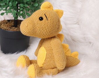 Yellow Crochet Dinosaur Amigurumi Toy Baby Doll - Adorable Baby Gift and Nursery Decor
