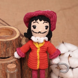 Captain Hook Crochet Amigurumi Toy Doll, Cartoon Movie Plush Accessory, Gift For Him, Gift for Her
