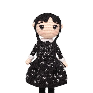 Wednesday Addams Family Crochet Amigurumi Toy Doll, Cartoon Movie Plush Accessory, Gift For Him, Gift for Her