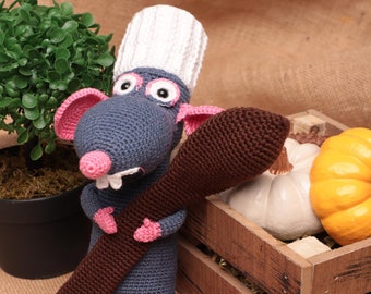 Disney Pixar Souris Bleue Avec Chapeau de Chef Ratatouille Tenant