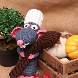 Ratatouille Remy Rat Crochet Amigurumi Toy Doll, Cartoon Movie Plush Accessory, Gift For Him, Gift for Her