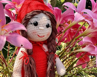 Handmade Crochet Little Red Doll, Amigurumi Soft Toy, Personalized Gift