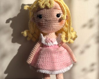 Muñeca de ganchillo Princesa Aurora hecha a mano, Amigurumi inspirado en la Bella Durmiente