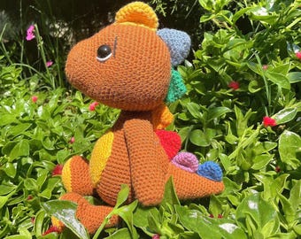 Crochet Dinosaur Doll, Colorful Dino Plush Amigurumi Toy