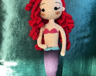 Handmade Crochet Ariel Doll, Little Mermaid Inspired Plush, Nursery Decor