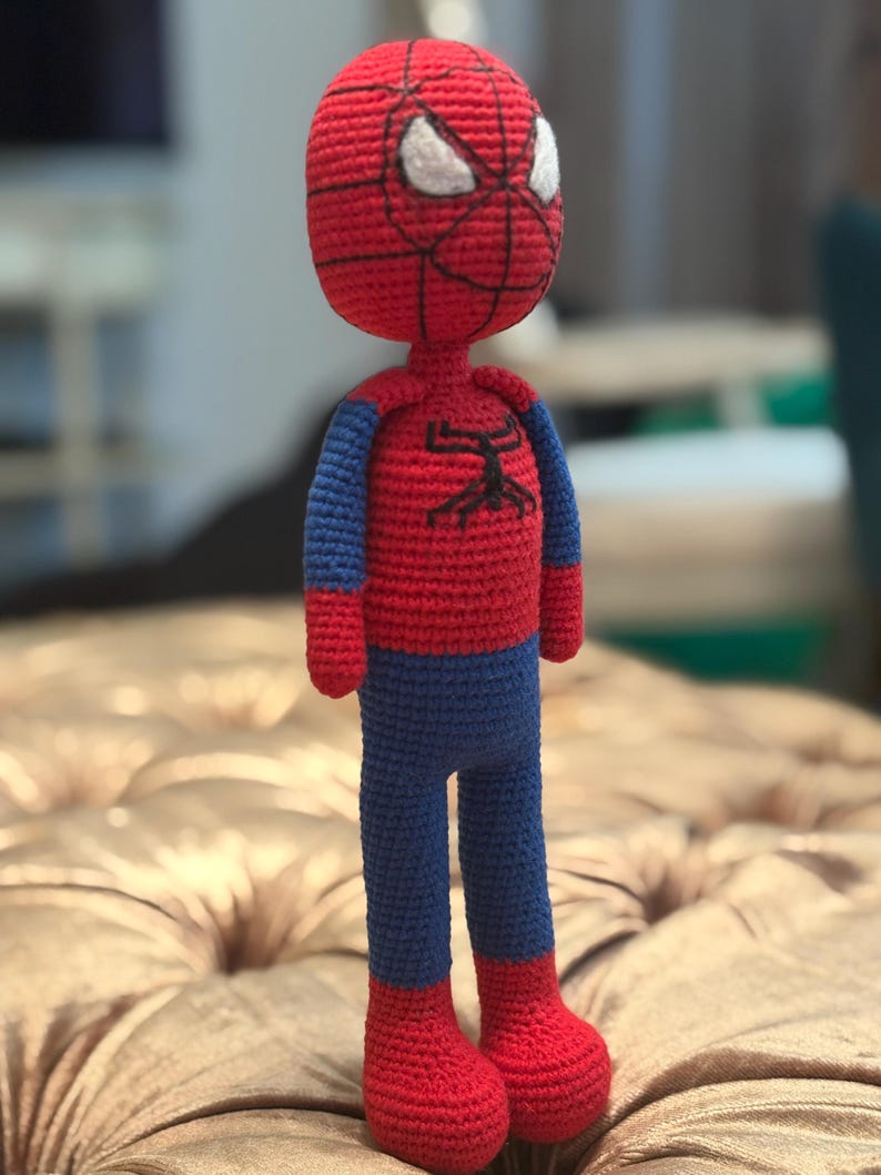 Spiderman häkeln Amigurumi Spielzeugpuppe, Superheld Action Figure Plüsch Zubehör Bild 8