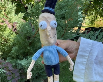 Handmade Crochet Mr. Poopybuthole Amigurumi Doll for Adults, Unique Gift, Collectible Crochet Toy for Animation Fans, Funny Home Decor