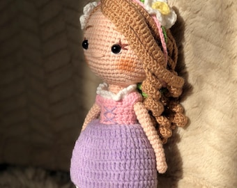 Crochet Rapunzel Princess Doll, Rapunzel Characters Amigurumi Set, Christmas Gift for Kids, Crochet Nursery Decor